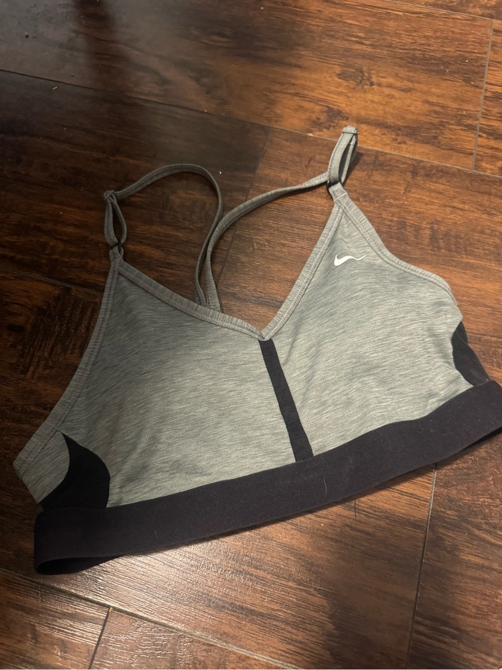 Nike Light Gray and Black Strappy Sports Bralette